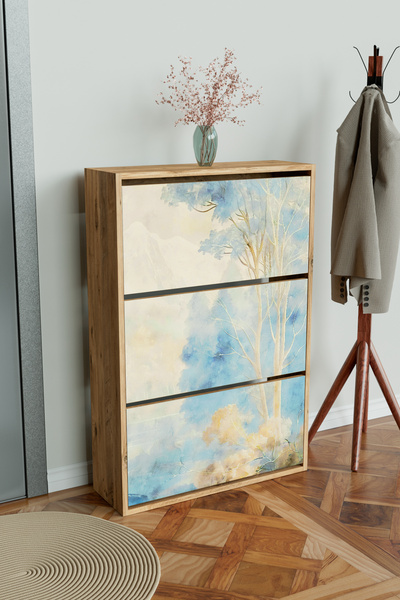 Hediyeler Kapında "Blue Mist" 3 Bölmeli Liovian Düşer Kapak Ayakkabılık