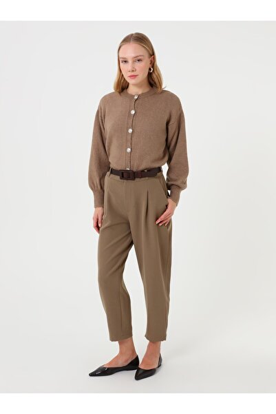 Benin Button Detailed Balloon Sleeve Knit Cardigan - Camel -