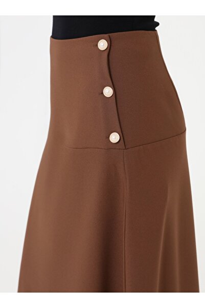 Refka Φούστα με λεπτομέρεια με κουμπιά στο πλάι - Πικρό καφέ -