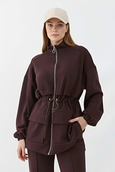 benguen Waist-Tied Scuba Suit N5404 Brown