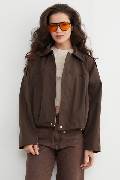 Fulla Moda Basic Shoulder Detailed Oversized Bomber Trench Coat