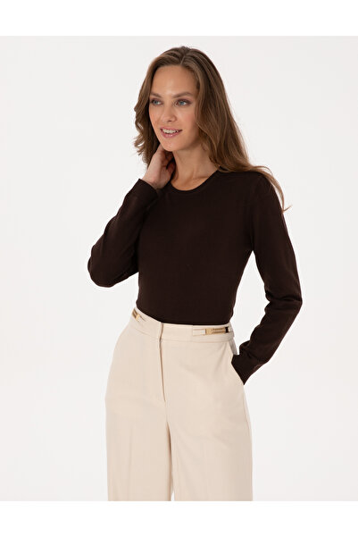 Pierre Cardin Brown Comfort Fit Crew Neck Basic Sweater 50316393-Vr029