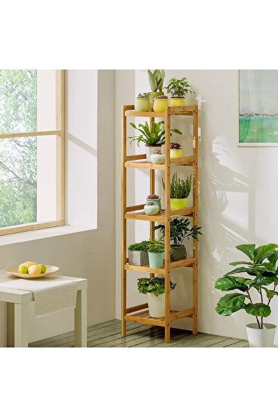 AsolBD Bamboo Shelf Tower Multifunctional Storage Rack Shelving Standing Orga...