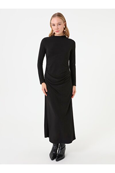 Refka Draped Detailed Dress - Black -