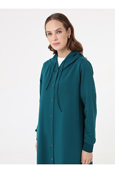 Benin Αθλητικό καπέλο/παλτό με λεπτομέρεια με κουκούλα - Σκούρο Σμαραγδί -