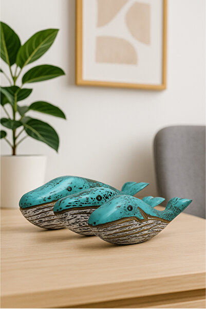 Hedicaret Balina Biblosu Seti Ahşap Dekoratif Obje Biblo