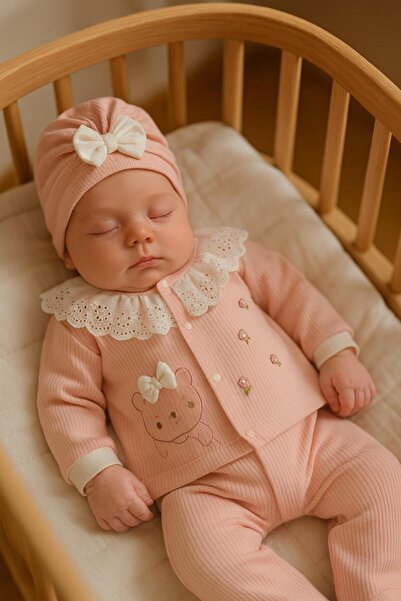 BYS BABY FASHION طقم ملابس للمواليد الجدد مكون من 5 قطع مع ياقة دانتيل، هدية ...