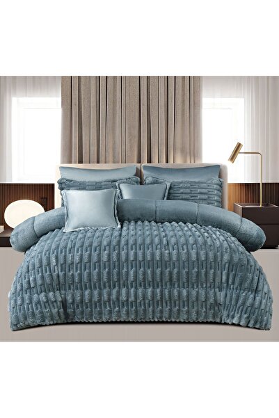 Ropi Heavy striped faux fur bedspread, 8 pieces, double size