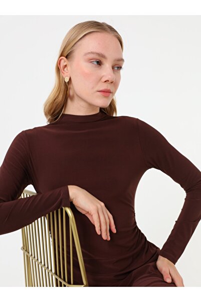 Refka Draped Detailed Dress - Bitter Brown -
