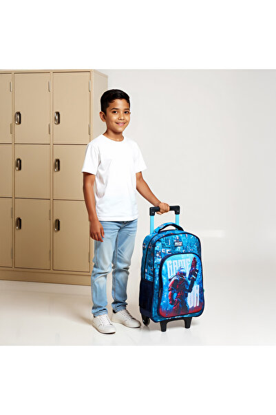 MUST 3-Piece Game Print 16-inch Trolley Backpack Set - 43x30x13 cms