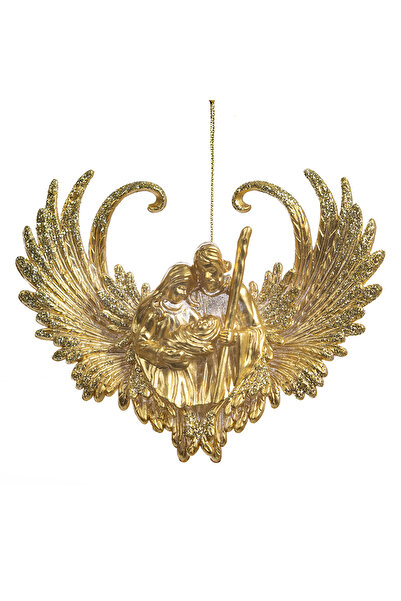 OEM Decoratiune Craciun, Aripi de agatat cu Scena Nasterii, auriu, 14.9*4.2*1...
