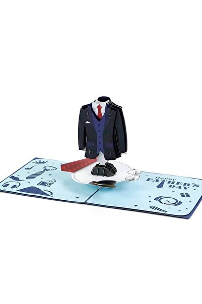 ruh بطاقة ثلاثية الأبعاد لعيد الأب تُظهر بدلة أنيقة وربطة عنق