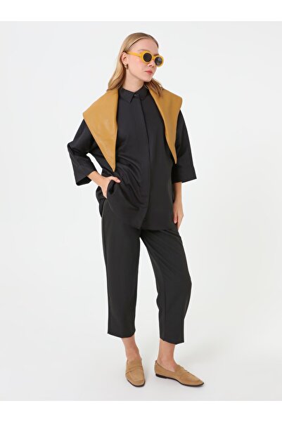 Refka Cotton Fabric Hidden Button Blouse / Shirt - Black - Exclusive