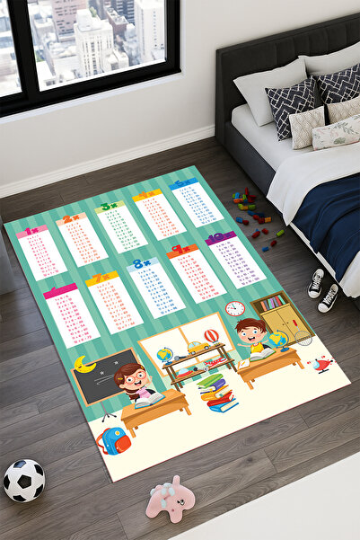 Kessy Home Studio Sevimli Çocuklar Çarpım Tablosu Temalı Çocuk Oda Halısı Yık...