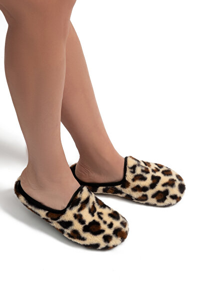 Twigy Papuci de casă de pluș pentru femei Leopard Bej 37/41