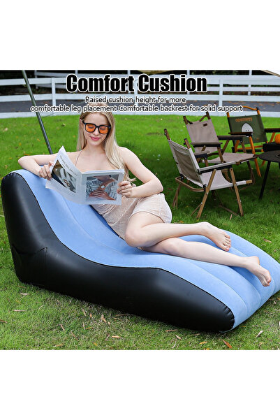 Generic Inflatable S-shaped Portable Air Sofa - Single-Person Camping Recliner