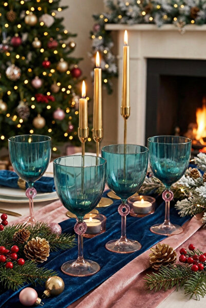 Rakle Elite 4'lü Su Kadehi Seti Mavi 270 cc