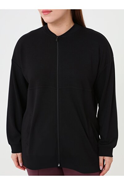 ALİA Zippered Oversized Sweatshirt - Black -
