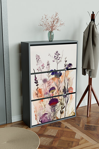Hediyeler Kapında "Floral" 3 Bölmeli Liovian Düşer Kapak Ayakkabılık