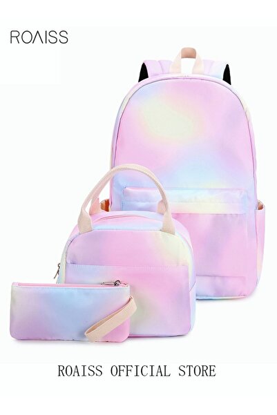 ROAISS 3-Piece School Backpacks for Teen Girls 3 In 1 Rainbow School Bookbags...
