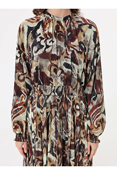 Refka Μακρύ φόρεμα με σχέδια σε αποχρώσεις καφέ - Καφέ -