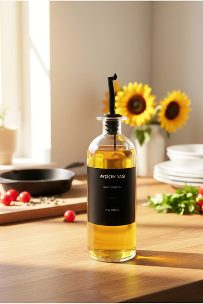 FH finehome Talia Glass Black Lid Oil Bottle 500 ml