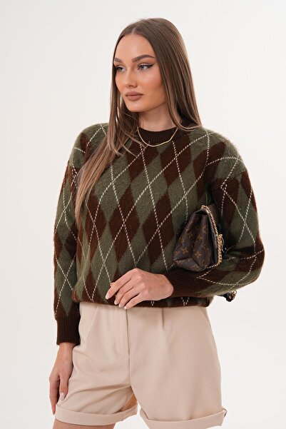 ŞİMAL Women's Diamond Pattern Embroidered Sweater 255101 -