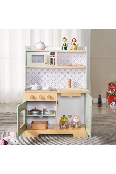 SOLTOY Bucatarie din lemn pentru copii multifunctionala cu toate accesoriile incluse SOLTOY, 80 cm inaltime