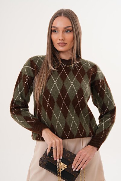 ŞİMAL Women's Diamond Pattern Embroidered Sweater 255101 -