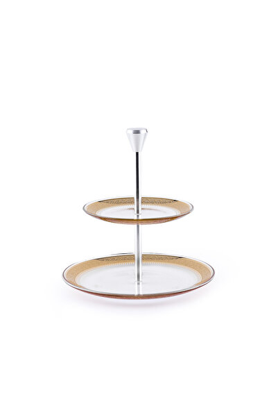 Dimlaj Cordoba Glass 2 Tiered Tray CB/1-Gold