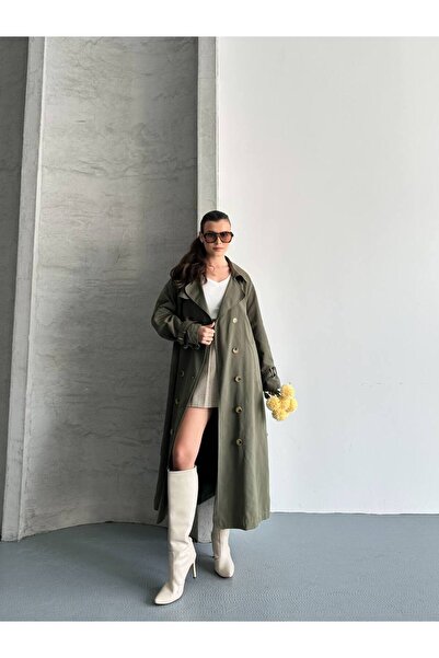 Safari Oversize Uzun Kuşaklı Trençkot