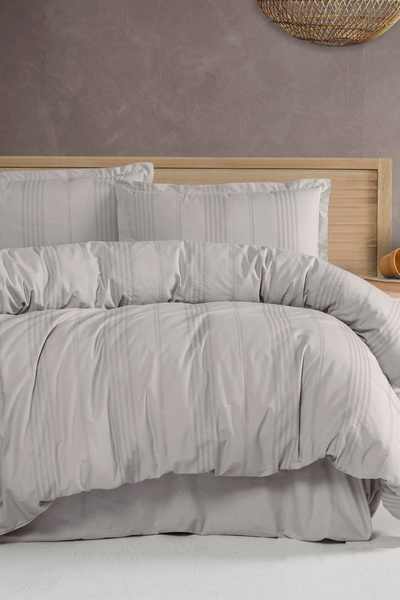 Clasy Arakis Light Gray Single 100% Cotton Boutique Duvet Cover Set