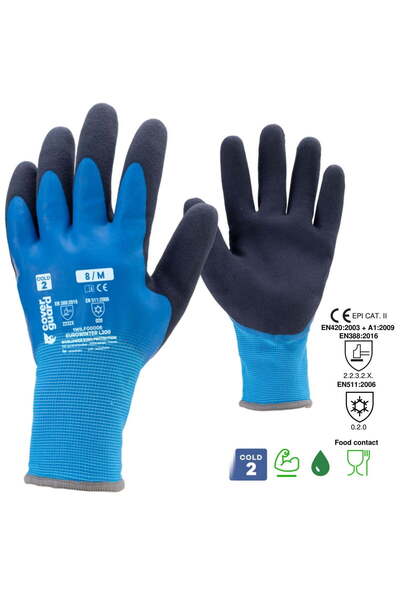 Coverguard EUROWINTER L 200 Winter Protective Gloves, Blue, Double Latex Imme...
