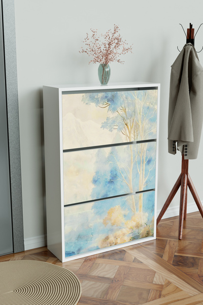 Hediyeler Kapında "Blue Mist" 3 Bölmeli Liovian Düşer Kapak Ayakkabılık