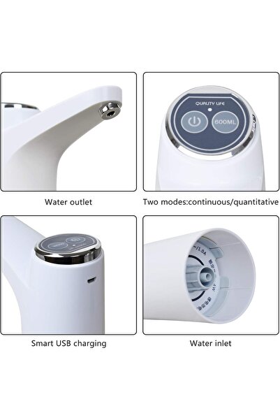 Generic Portable Electric Water Dispenser Pump for 3/4/5 Gallon Bottles - USB Rechargeable, One-Touch (Assor