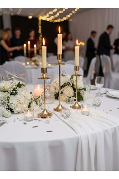 Generic Set of 3 Rose Gold Metal Candle Holders with Anti-Slip Base