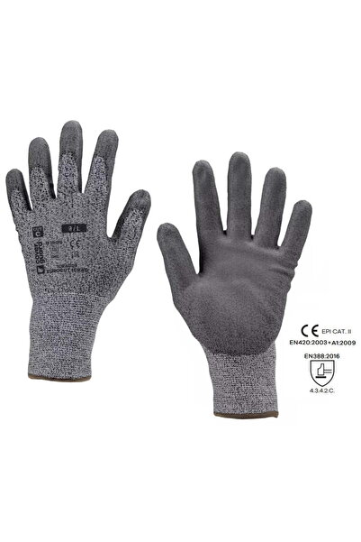 Coverguard Mănuși de protecție rezistente la tăiere, nivel C (3), EUROCUT 1 CRAG, gri, palmă acoperită cu PU