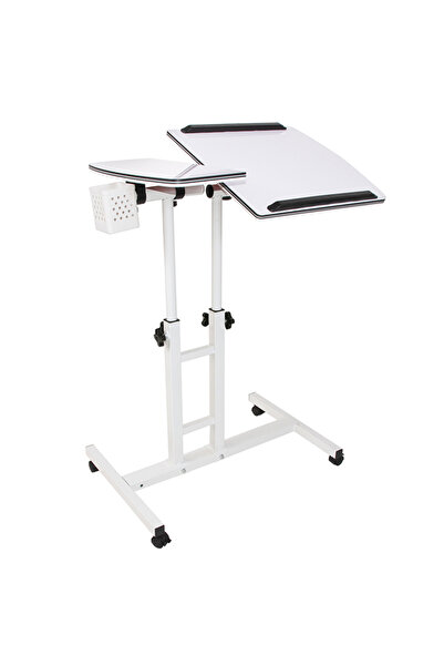 SERSIMO Masă reglabilă pentru laptop cu 2 blaturi acrilice, pe roți blocabile...