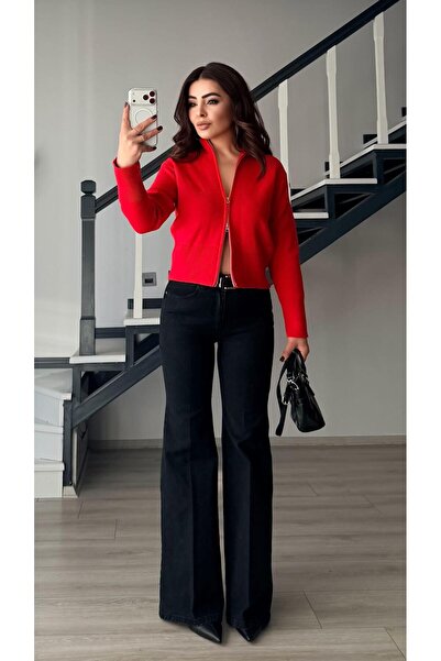 Oslove Black Washed Self-Belted Flared Jean