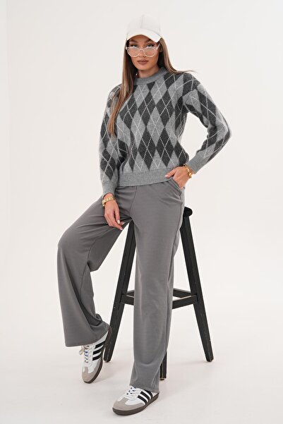 ŞİMAL Women's Diamond Pattern Embroidered Sweater 255101 -