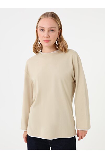 Benin Modern Flowy T-Shirt - Stone Color - Ecru -