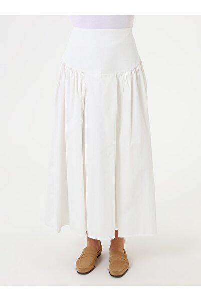 Benin High Waist Flowy Long Skirt - White -