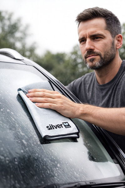 SİLVER HOME Microfiber Extra Thick Glass Cleaning Cloth, 40X40 cm Gray, Diamond Pattern, Non-Marking Luxury Glass Cloth