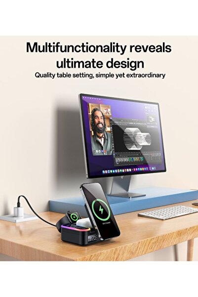 Yesido 8 in 1 Charging Station 65W Wireless Charger RGB Clock PD 30W QC 18W Fast Charge Hub for Phone