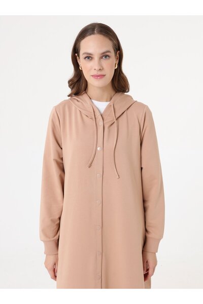 Benin Αθλητικό καπέλο/παλτό με κουκούλα με λεπτομέρεια κουκούλας - Σκούρο κρεμ -