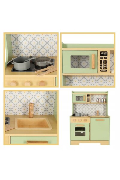 SOLTOY Bucatarie din lemn pentru copii multifunctionala cu toate accesoriile incluse SOLTOY, 80 cm inaltime