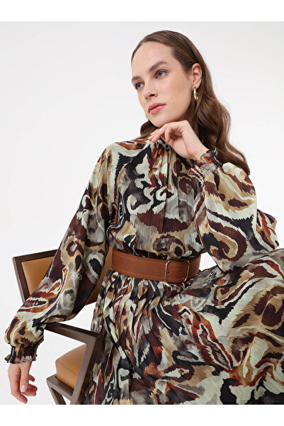 Refka Μακρύ φόρεμα με σχέδια σε αποχρώσεις καφέ - Καφέ -