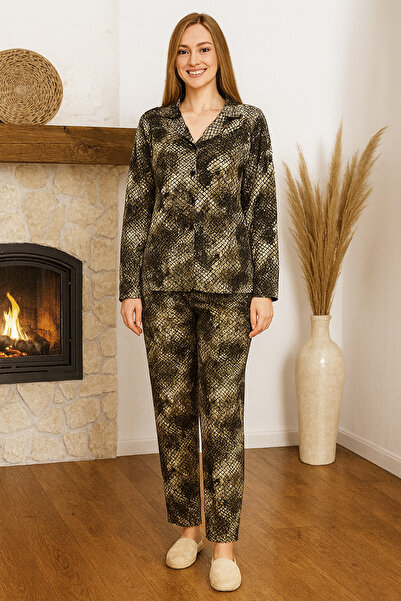 REMSA Women's Snakeskin Pattern Saphire Pajama Set 0506 Black07