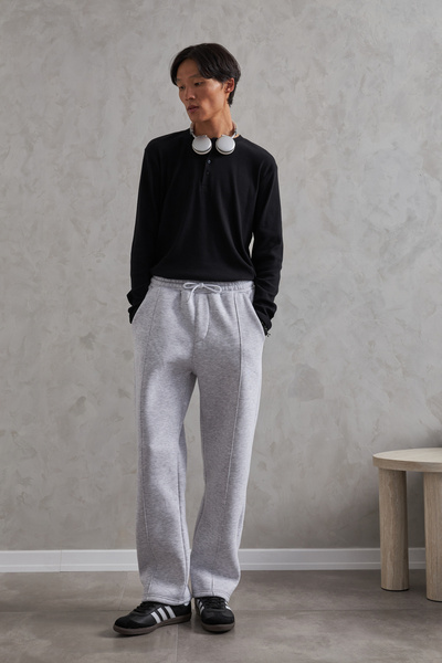 HYMAN Men's Baggy Sweatpants with Front Stitching Detail