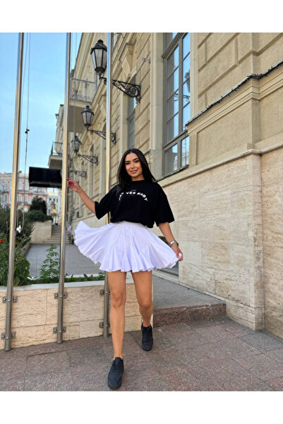 Welike Crepe poplin skirt with airy ruffles